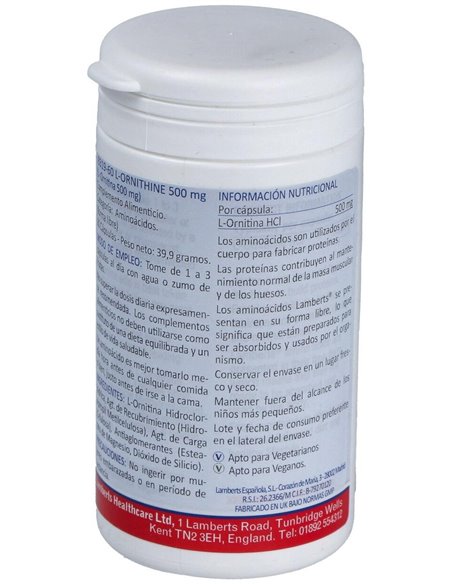 L-Ornitina HCl 500 mg de Lamberts