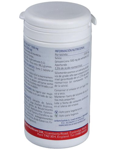 Salvia 2500 mg (2,5% de Ácido rosmarínico) de Lamberts