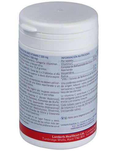 Rutina y Vitamina C 500 mg con Bioflavonoides 90 Tabs. de Lamberts