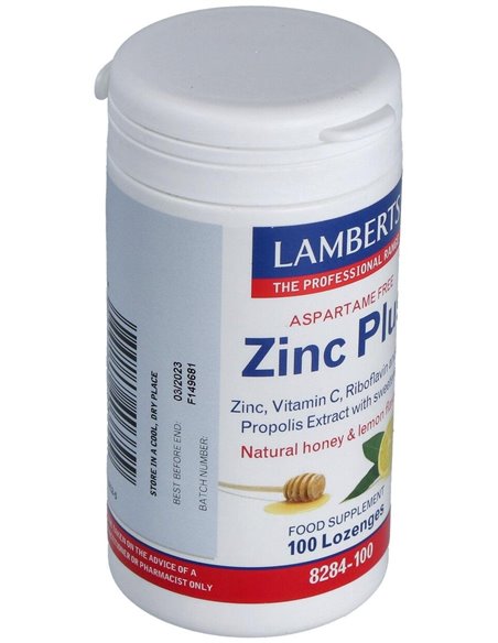 Zinc Plus (Masticable con Vit C, B2, Miel, Prop.) de Lamberts
