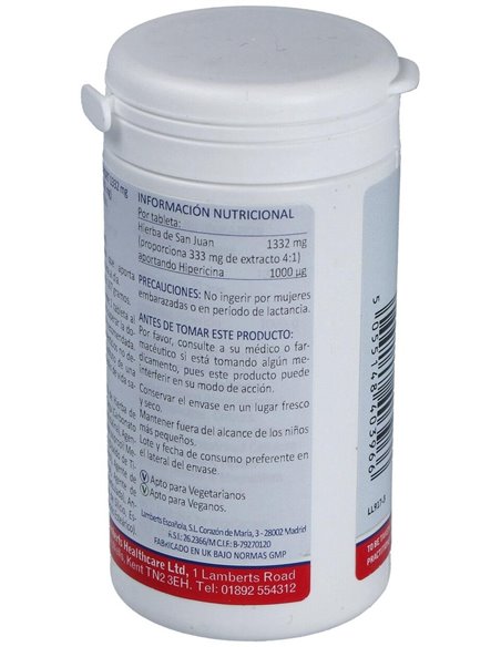 Hierba de San Juan 1332 mg (Hipericina 1000 µg) 120 Tabs. de Lamberts