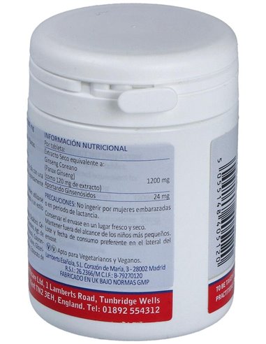 Ginseng Coreano 1200 mg 60 Tabs. de Lamberts