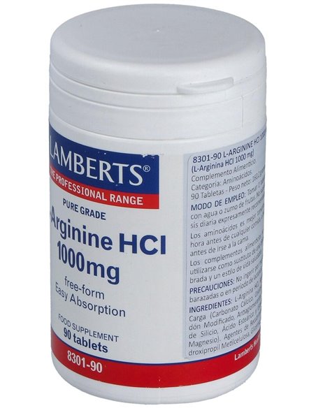 L-Arginina HCl 1000 mg 90 Tabs. de Lamberts