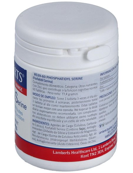 Fosfatidil Serina 100 mg con Zinc 5 mg de Lamberts