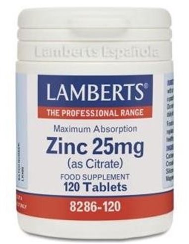 Zinc 25 mg (Como citrato) 120 Tabs. de Lamberts