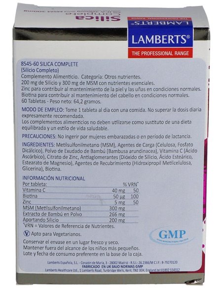 Silica Complete (Cabello, Piel y Uñas) 60 Tabs. de Lamberts