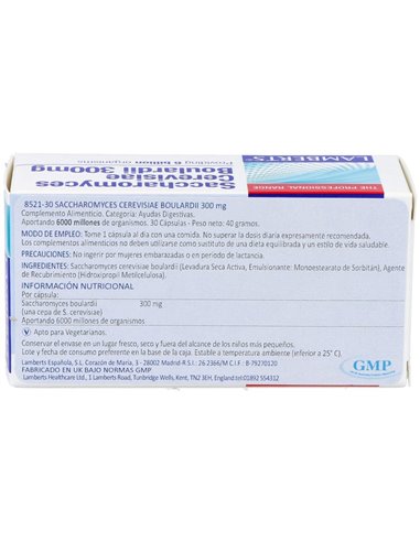 Saccharomyces Boulardii 30 Caps. de Lamberts