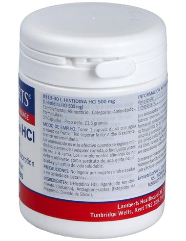 L-Histidina HCl 500 mg de Lamberts