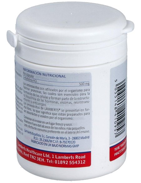 L-Histidina HCl 500 mg 30 Caps. de Lamberts