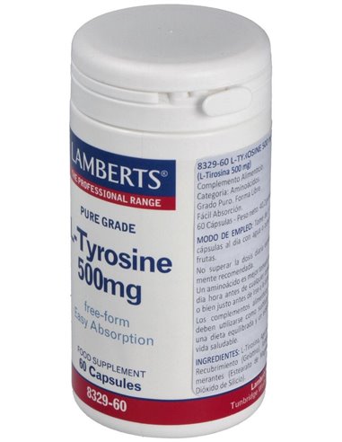 L-Tirosina 500 mg 60 Caps. de Lamberts