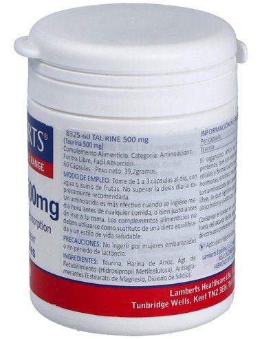 Taurina 500 mg 60 Caps. de Lamberts