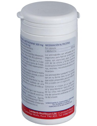 L-Metionina 500 mg 60 Caps. de Lamberts