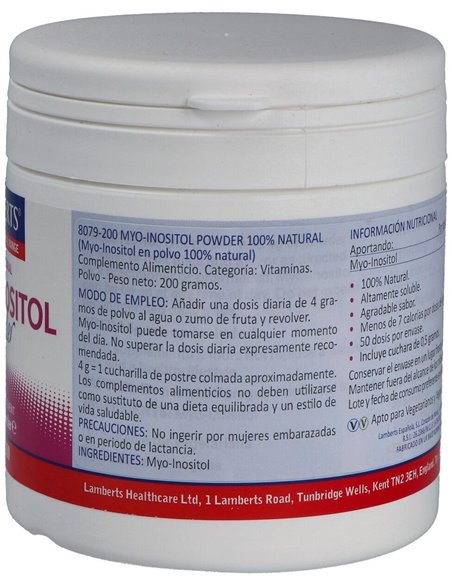 Myo Inositol en polvo 100% Natural 200 g de Lamberts