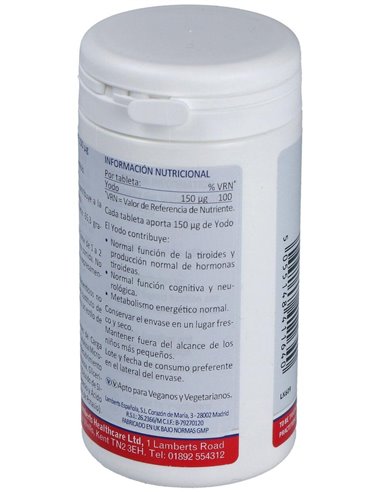 Yodo 150 µg (Como yoduro de potasio) 180 Tabs. de Lamberts