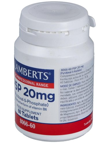 P5P 20 mg (Piridoxal-5-Fosfato) 60 Tabs. de Lamberts