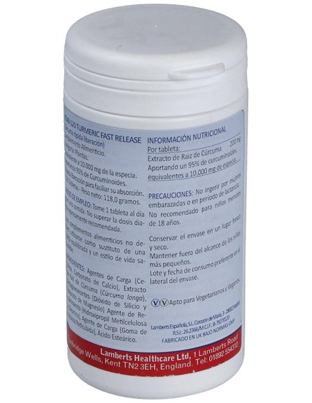 Cúrcuma de Liberación Rápida 120 Tabs. de Lamberts