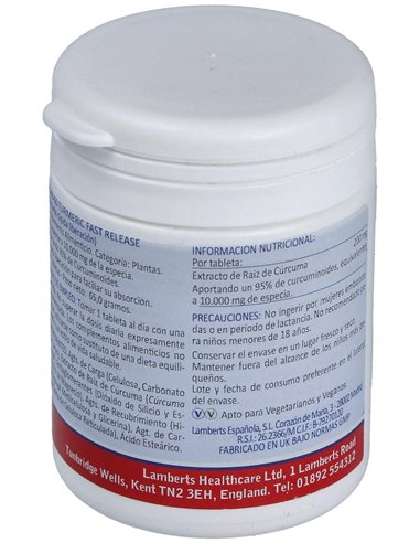 Cúrcuma de Liberación Rápida 60 Tabs. de Lamberts