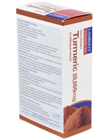 Cúrcuma (Turmeric) 20.000 mg 60  Tabs. de Lamberts