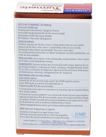 Cúrcuma (Turmeric) 20.000 mg de Lamberts