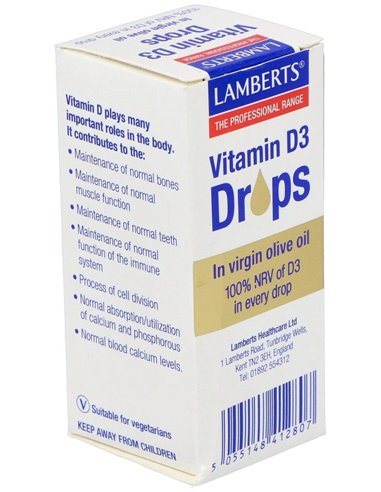 Vitamina D3 líquida 20 ml / 600 gotas de Lamberts