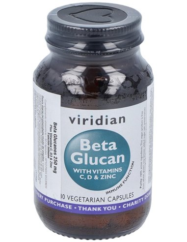 Beta Glucano 250Mg. Plus Vit C, D3, Zinc 30Cap.Veg de Viridian