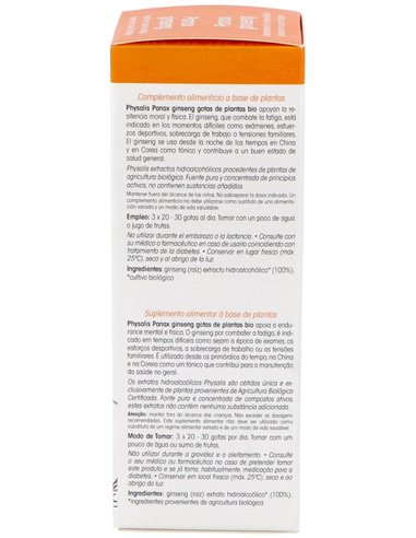 Ext. Panax Ginseng 100Ml. Bio de Physalis