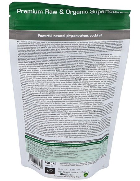 Chlorella Spirulina Raw 200Gr. Bio de Biotona