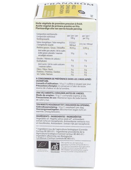 Comino Negro Aceite Vegetal Bio 50Ml. de Pranarom Aceites