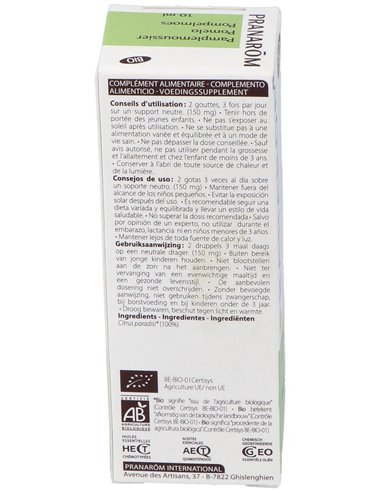 Pomelo Cascara Aceite Esencial Bio 10Ml. de Pranarom Aceites