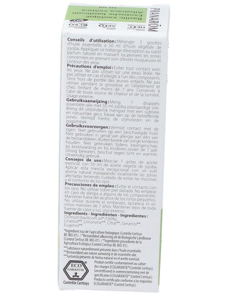 Albahaca Exotica Aceite Esencial 10Ml. Bio de Pranarom Aceites