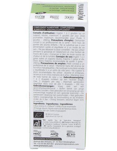 Naranja Dulce Aceite Esencial Bio 30Ml. de Pranarom Aceites