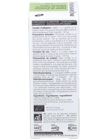 Cipres Provenza Aceite Esencial Bio 5Ml. de Pranarom Aceites