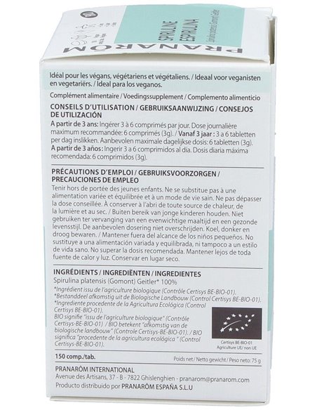 Espirulina Micro Algas 150Comp. Bio Vegan de Pranarom P.Acabado