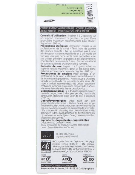 Limon Cascara Aceite Esencial Bio 10Ml. de Pranarom Aceites