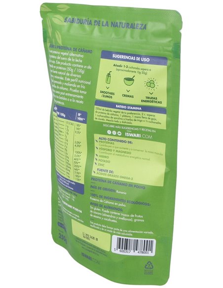 Proteína De Cáñamo Bio 250G Es 250G de Iswari