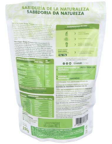 Super Green Protein Bio 250G 250G de Iswari