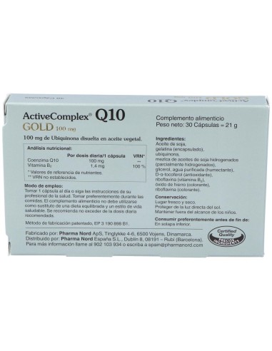 Activecomplex Q10 Gold 100Mg. 30Cap. de Pharma Nord