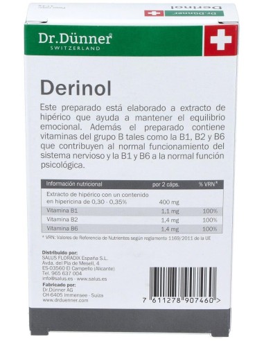 Derinol (Deprinol) (Hiperico) 40Cap. Dr.Dunner de Salus