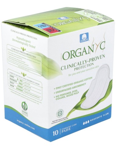 Compresas dia c/alas (bolsa ind) 100% algodón orgánico, 10ud de Organyc