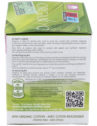 Salvaslip (bolsa ind) 100% algodón orgánico, 24ud de Organyc