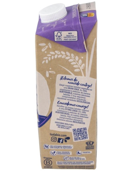 Bebida Vegetal De Arroz Integral 1Lt  6Uds. S/A de Isola