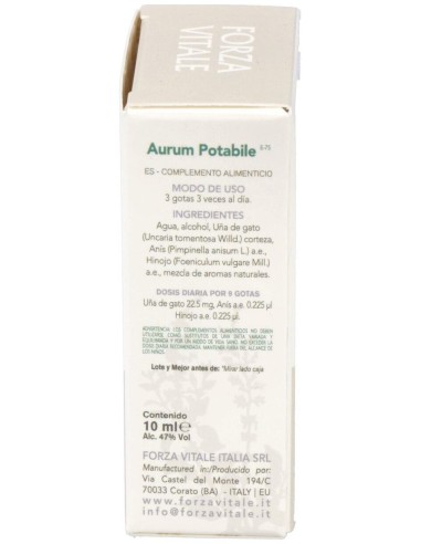 Aurum Potable (Oro) Metal Espagirico 10Ml. de Forza Vitale