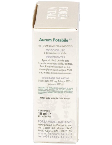 Aurum Potable (Oro) Metal Espagirico 10Ml. de Forza Vitale