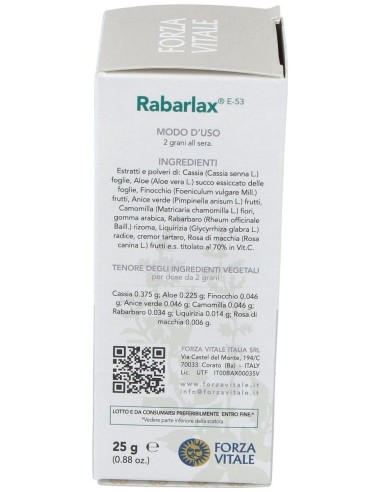 Rabarlax Laxante 25Gr.Comprimidos de Forza Vitale