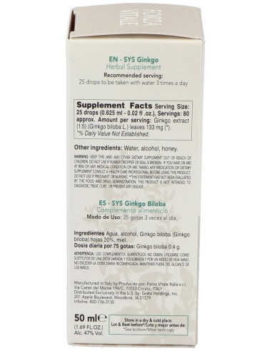Sys.Ginkgo Biloba 50Ml. de Forza Vitale