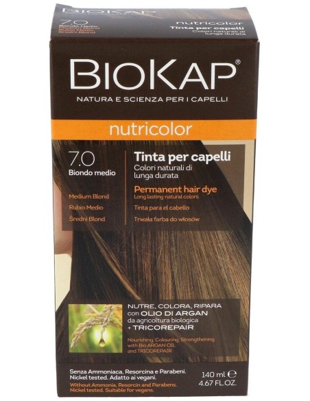 Tinte Medium Blond Dye 140Ml. Rubio Medio ·7.0 de Biokap