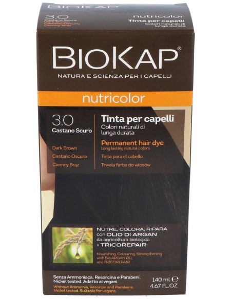 Tinte Dark Brown Dye 140Ml. Castaño Oscuro ·3.0 de Biokap
