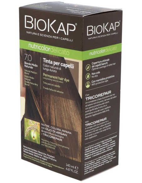 Tinte Rubio Medio Natural 140Ml. 7.0 Delicato de Biokap