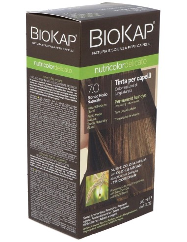 Tinte Rubio Medio Natural 140Ml. 7.0 Delicato de Biokap
