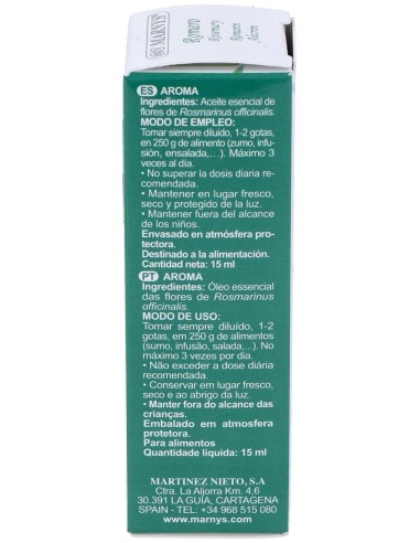 Romero Aceite Esencial Alimentario 15Ml. de Marnys